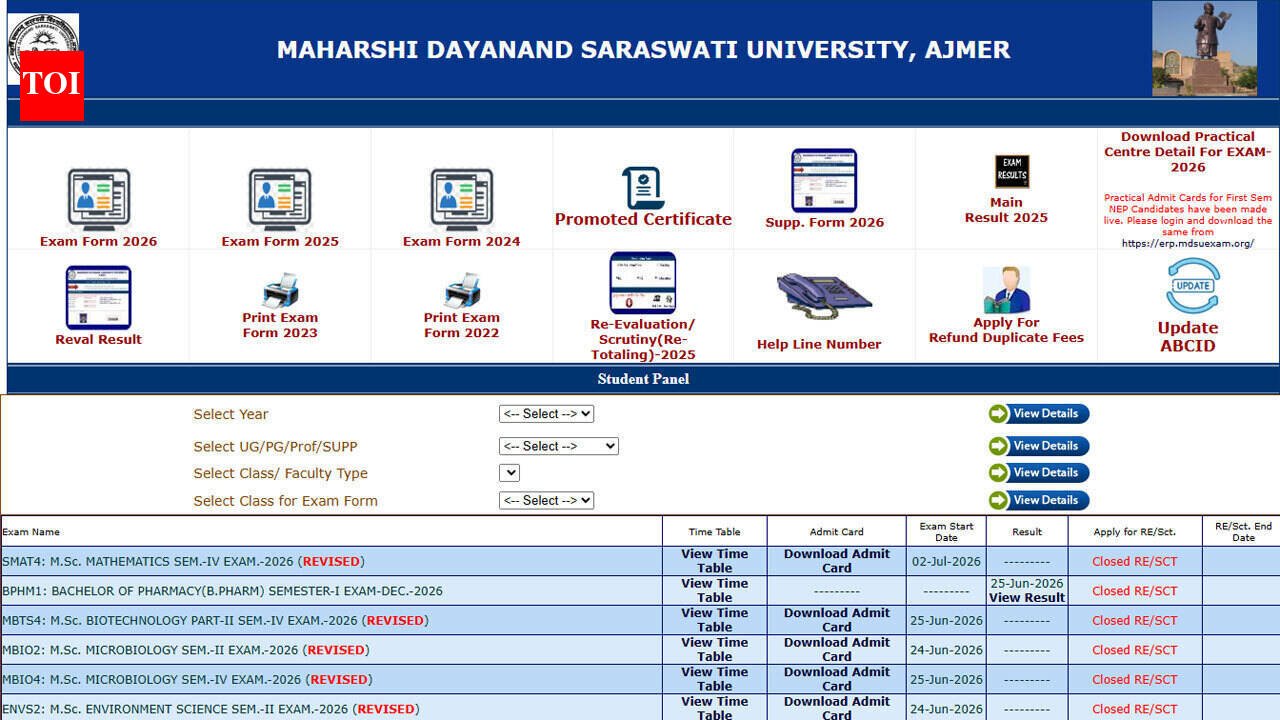 MDSU Ajmer BA semester results 2026 released; check scorecards at mdsuexam.org
