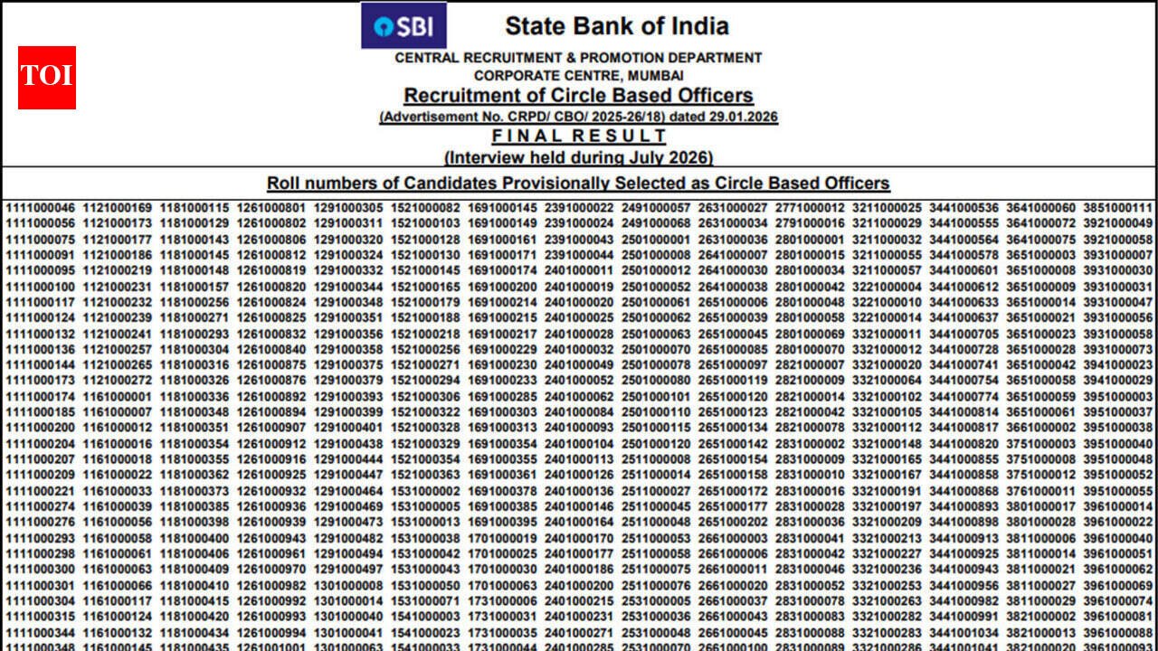 SBI CBO Final Result 2026 declared at sbi.bank.in, download merit list PDF here