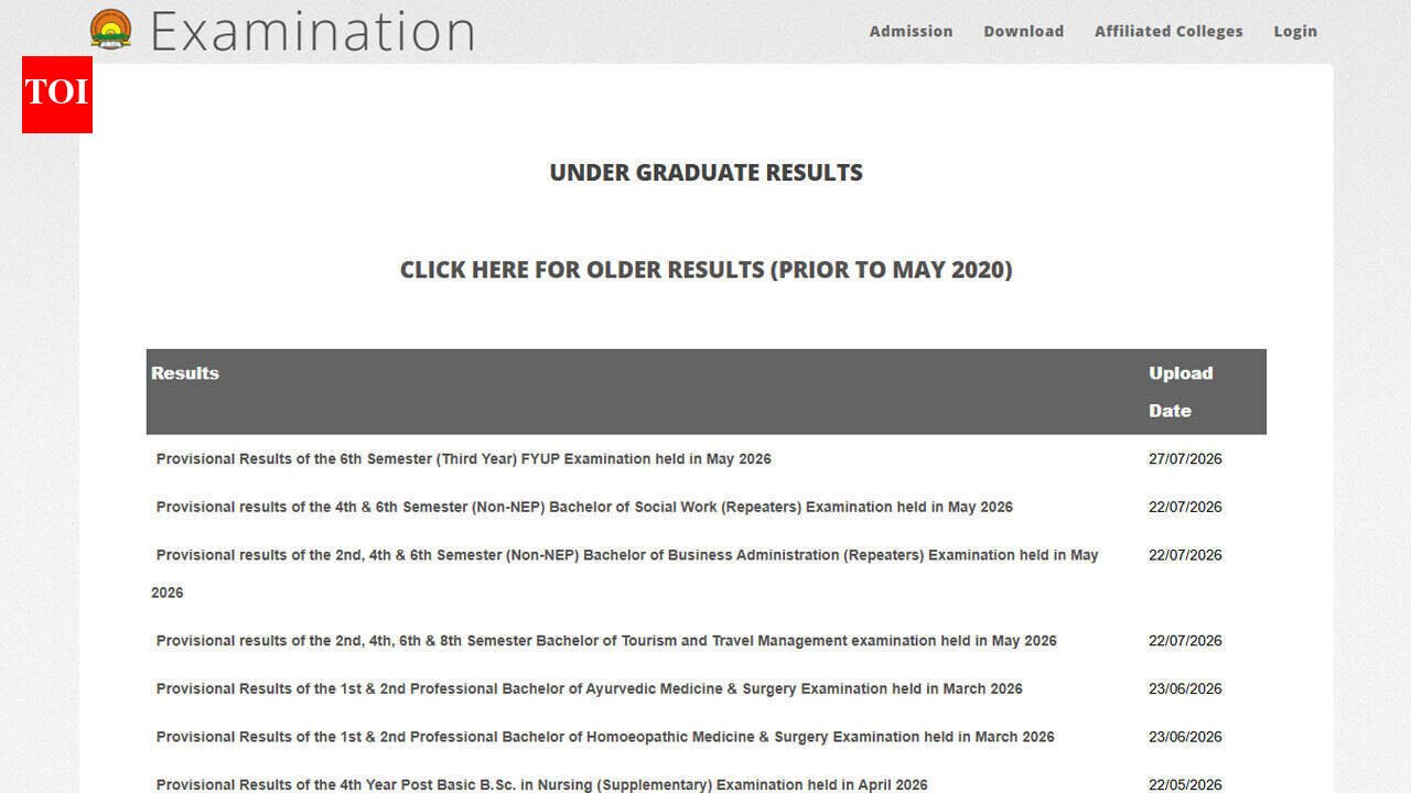 NEHU Result 2026 OUT at exams.nehu.ac.in; download UG and PG semester marksheets here