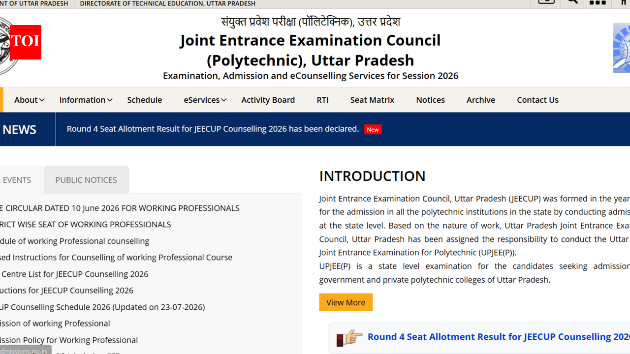 JEECUP round 4 seat allotment result 2026 out at jeecup.admissions.nic.in: Direct link to download here