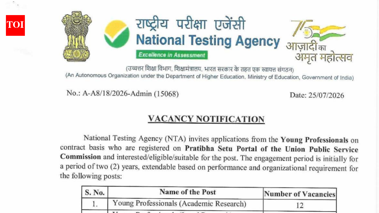NTA invites applications for 16 Young Professional posts through UPSC Pratibha Setu portal; Rs 80,000 monthly salary offered
