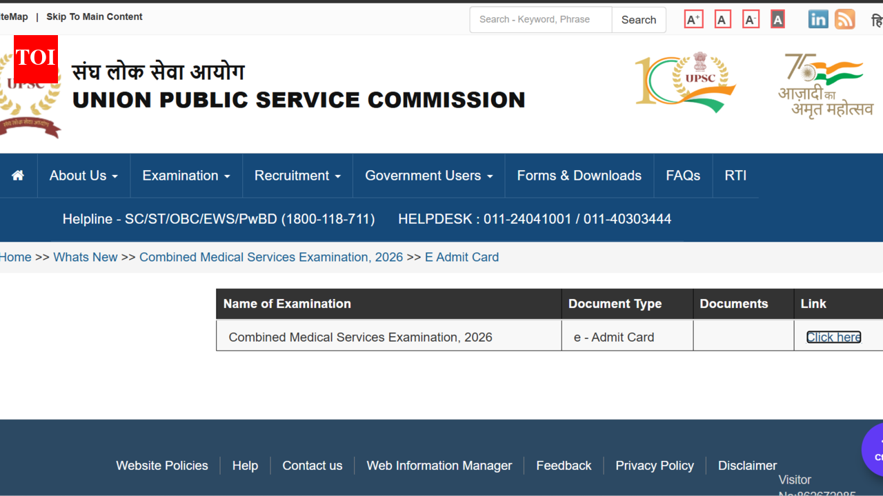 UPSC CMS admit card 2026 released at upsconline.nic.in: Direct link to download hall ticket here
