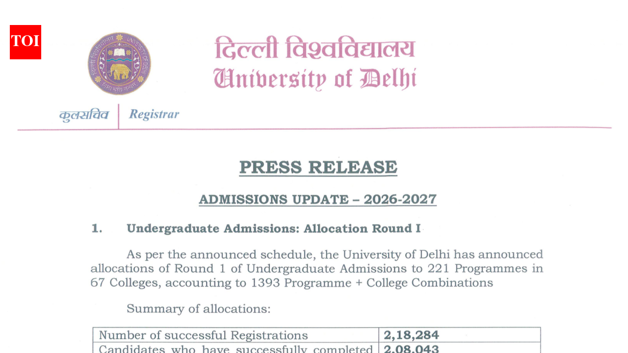 DU UG CSAS round 1 allocation list 2026 out at admission.uod.ac.in; confirm seats by July 18