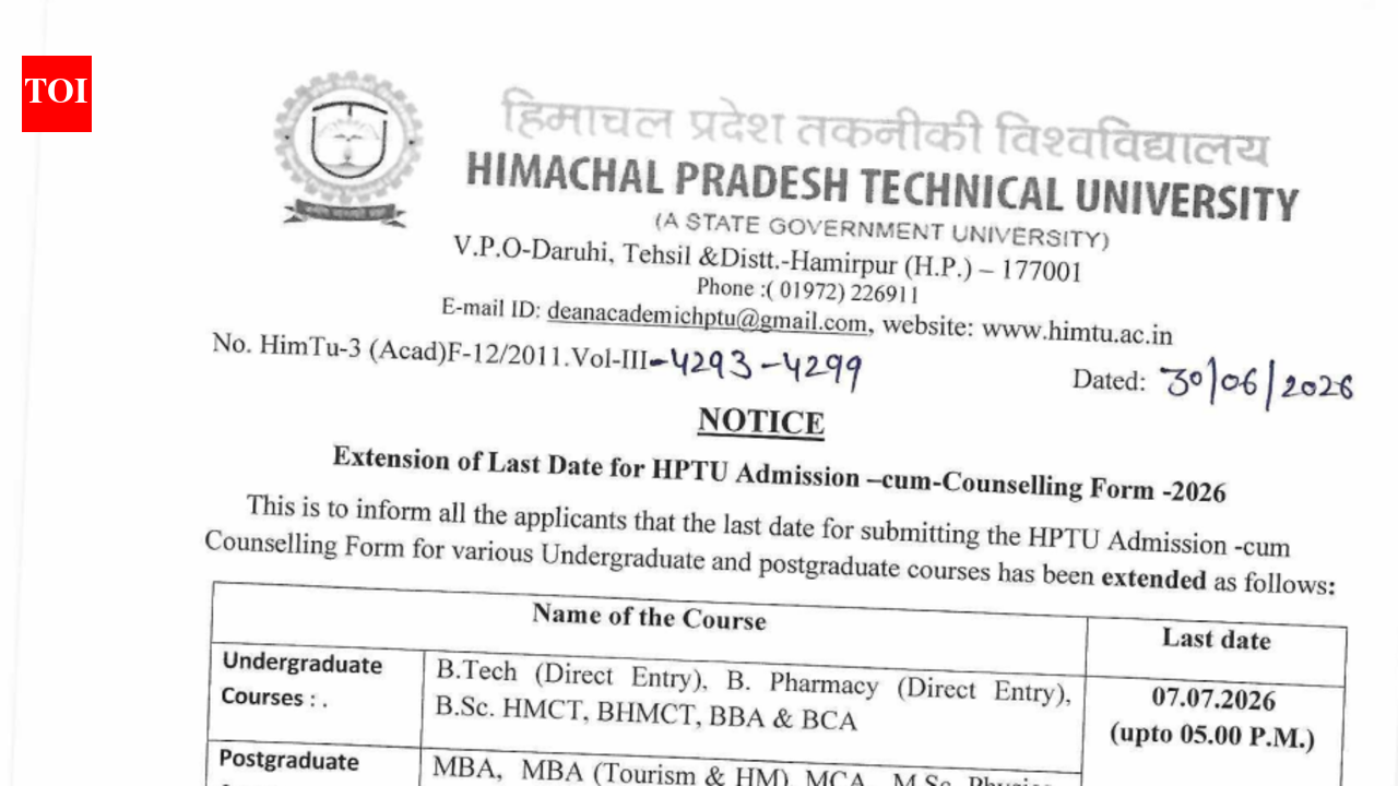 HPCET 2026: HPTU extends counselling registration deadline for UG and PG admissions; check revised schedule