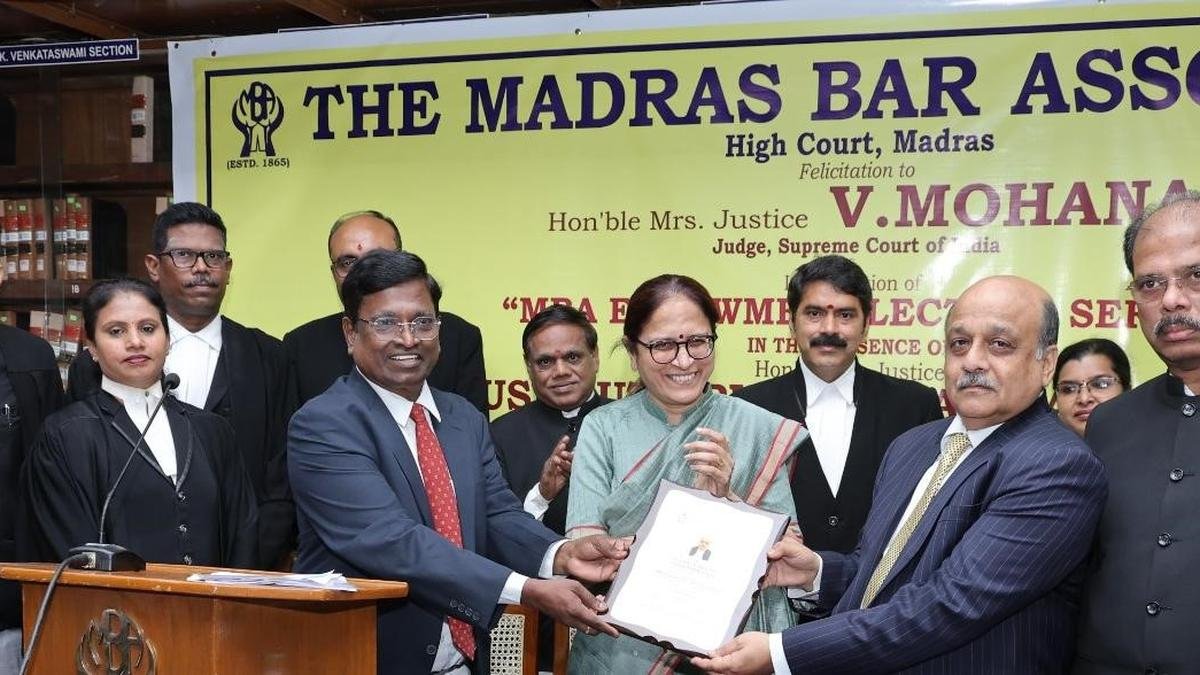 MBA felicitates Justice V. Mohana, first woman from Tamil Nadu to be elevated directly to Supreme Court