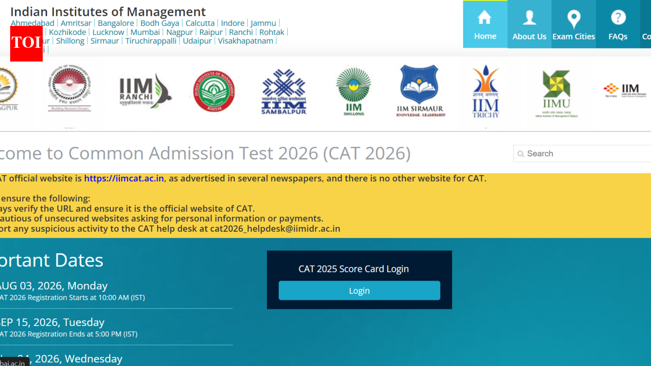 CAT 2026 notification out at iimcat.ac.in; registration begins August 3