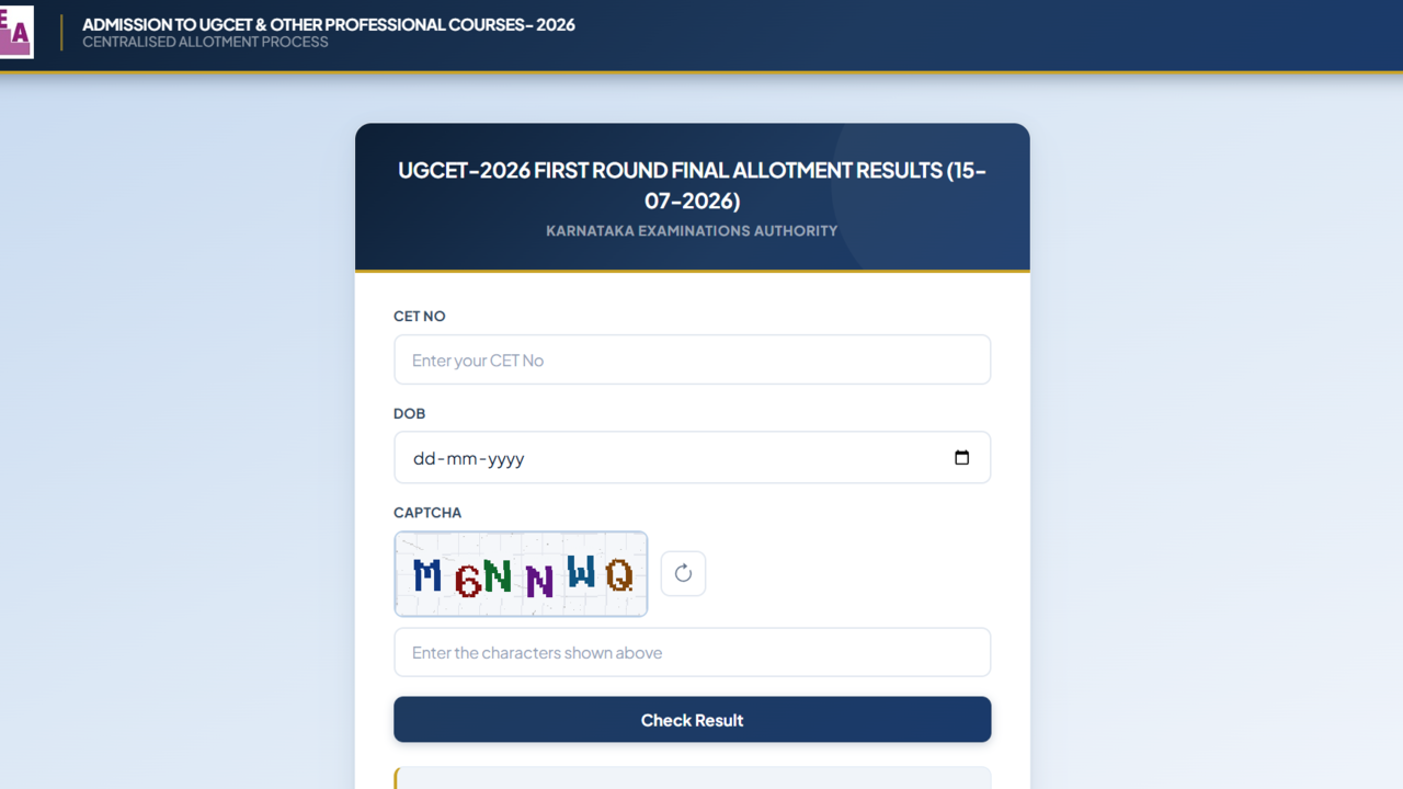 KCET counselling 2026: Round 1 final seat allotment result out; direct link to download here