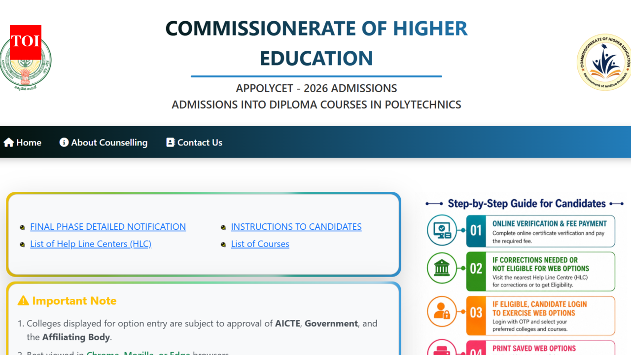 AP POLYCET final phase seat allotment result 2026 likely today at polycet.ap.gov.in: Direct link to download here