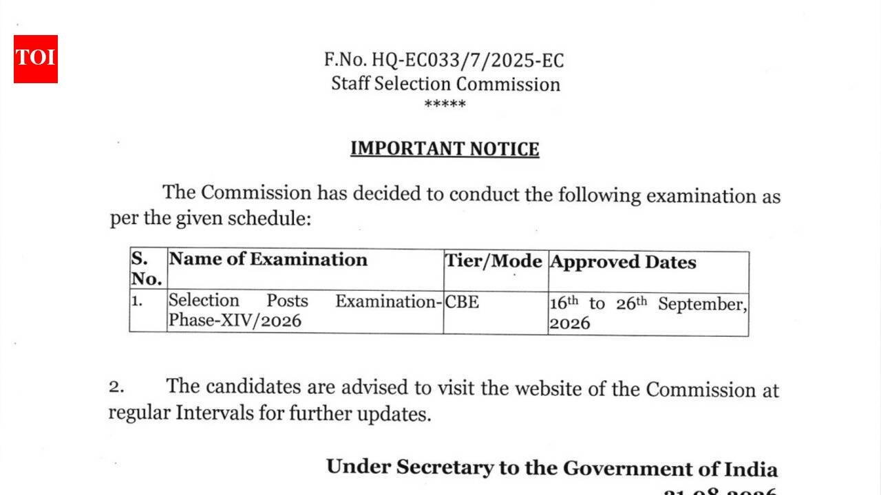 SSC Selection Post Phase 14 exam 2026 dates announced: Check complete schedule here