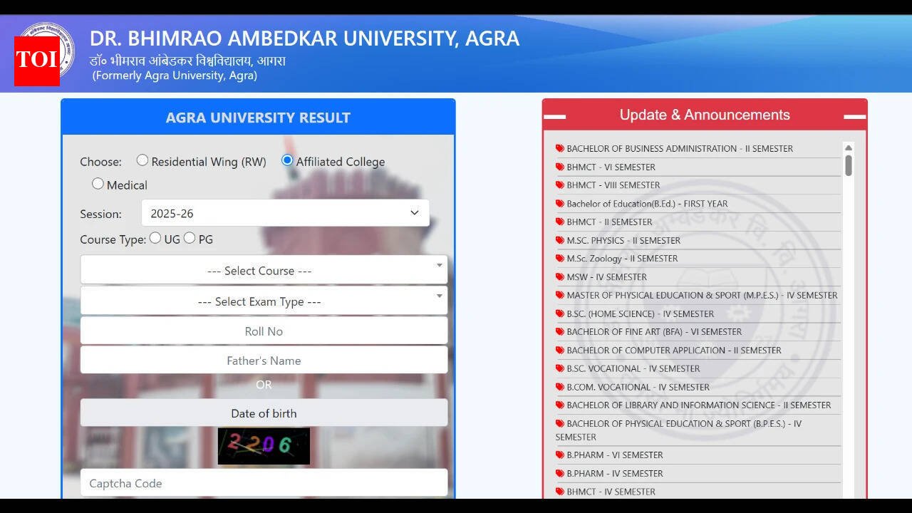 Agra University Result 2026 declared for UG and PG courses: Direct link to download scorecards here