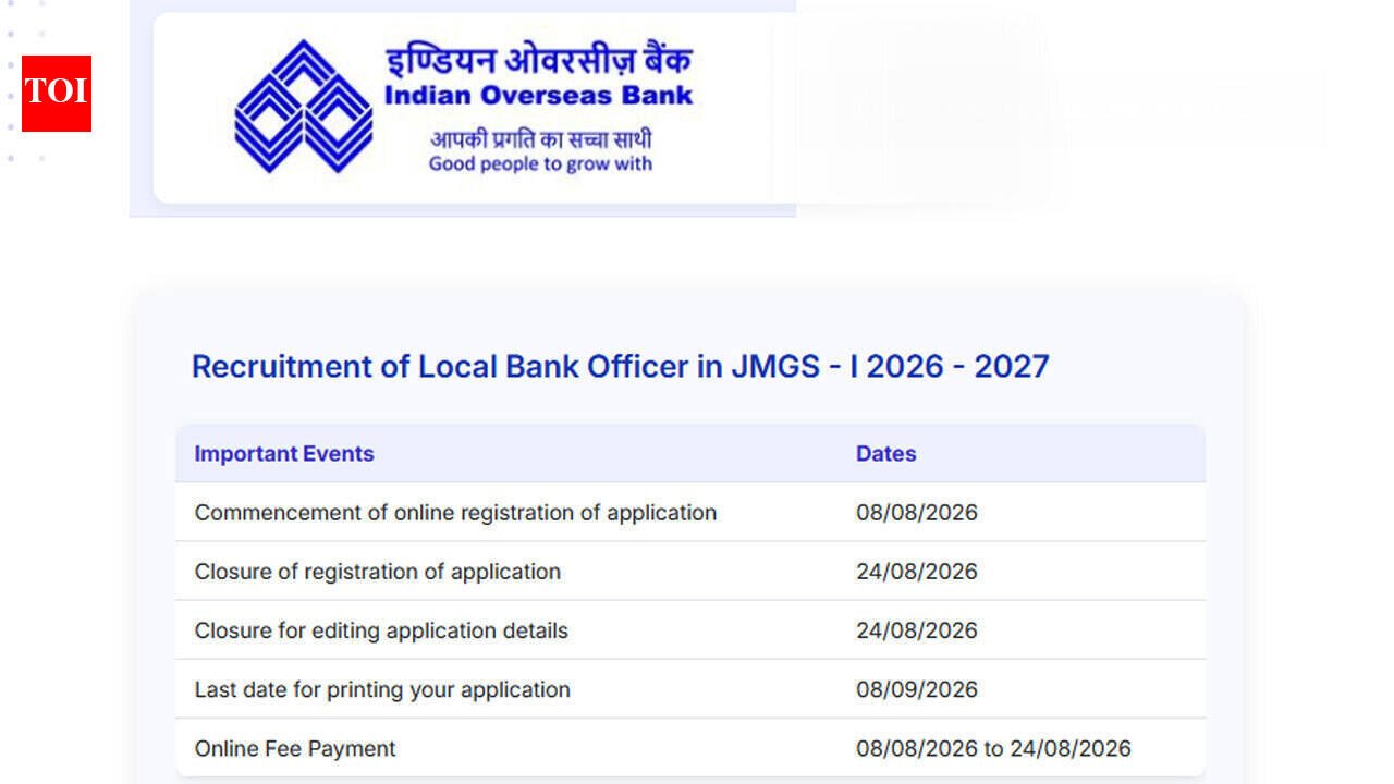 IOB LBO recruitment 2026: Last date today to apply for 250 Local Bank Officer posts; check direct link here