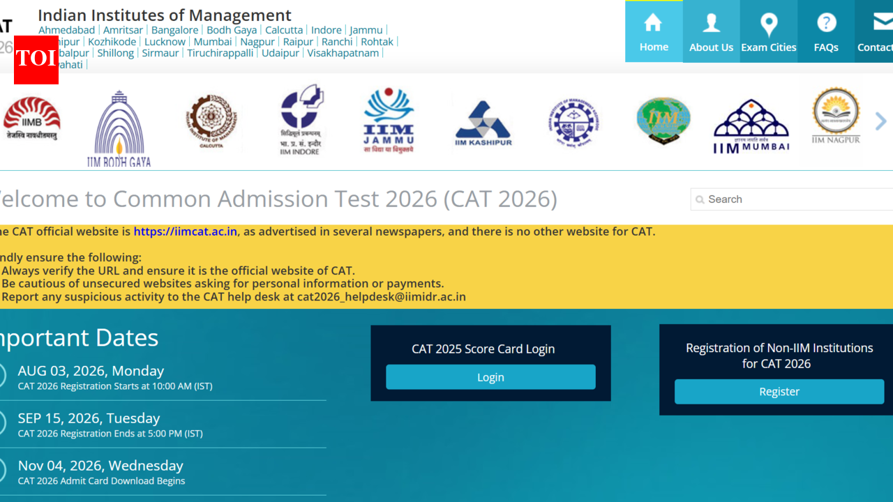 CAT 2026 registration begins tomorrow at iimcat.ac.in; exam on November 29