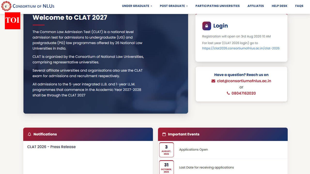 CLAT 2027 applications begin today at consortiumofnlus.ac.in; five-year registration trend shows rising competition for NLU seats