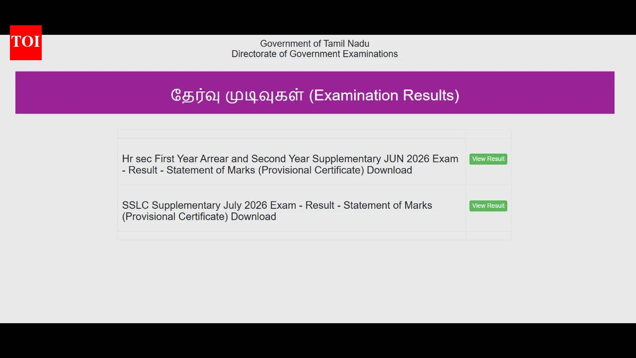 TN SSLC Supplementary Result 2026 declared at tnresults.nic.in: Direct link to download scorecards