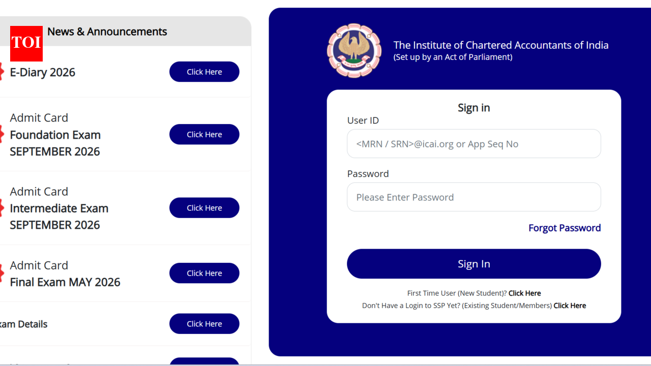 ICAI CA Foundation, Inter admit card 2026 released for September session: Direct link to download here