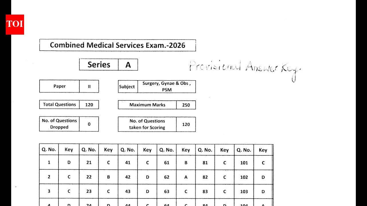 UPSC CMS answer key 2026 released at upsc.gov.in: Direct link to download here