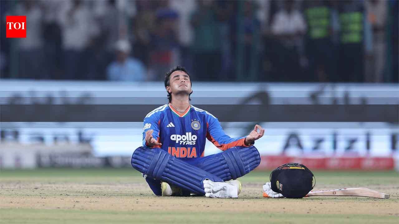 Abhishek Sharma pulls off yoga celebration after smashing fastest T20I century