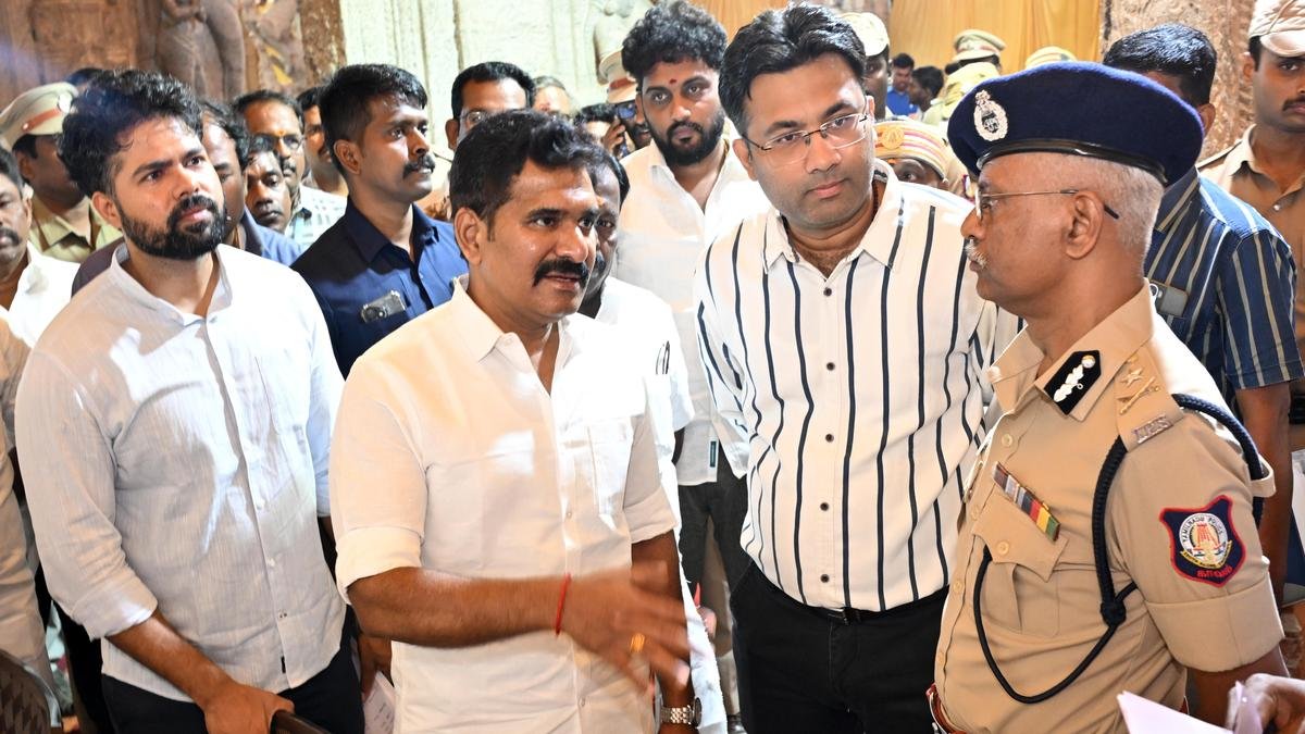 Minister C.T.R. Nirmal Kumar inspects Pudumandapam control room ahead of Meenakshi Temple consecration
