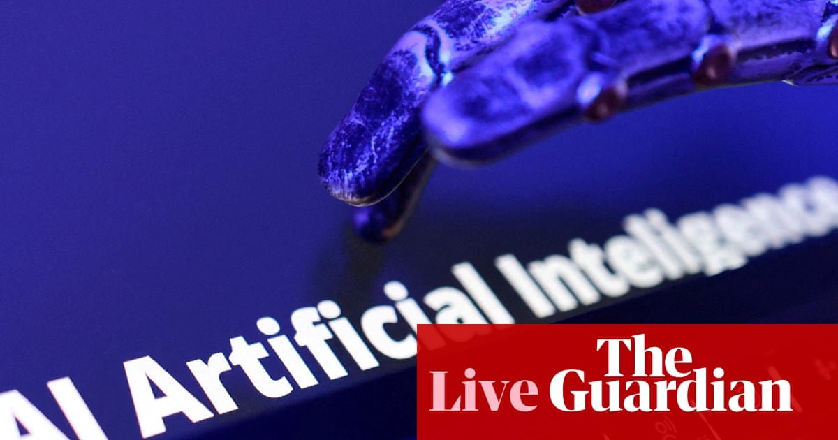AI-linked stocks fall after call for development slowdown worries investors – business live