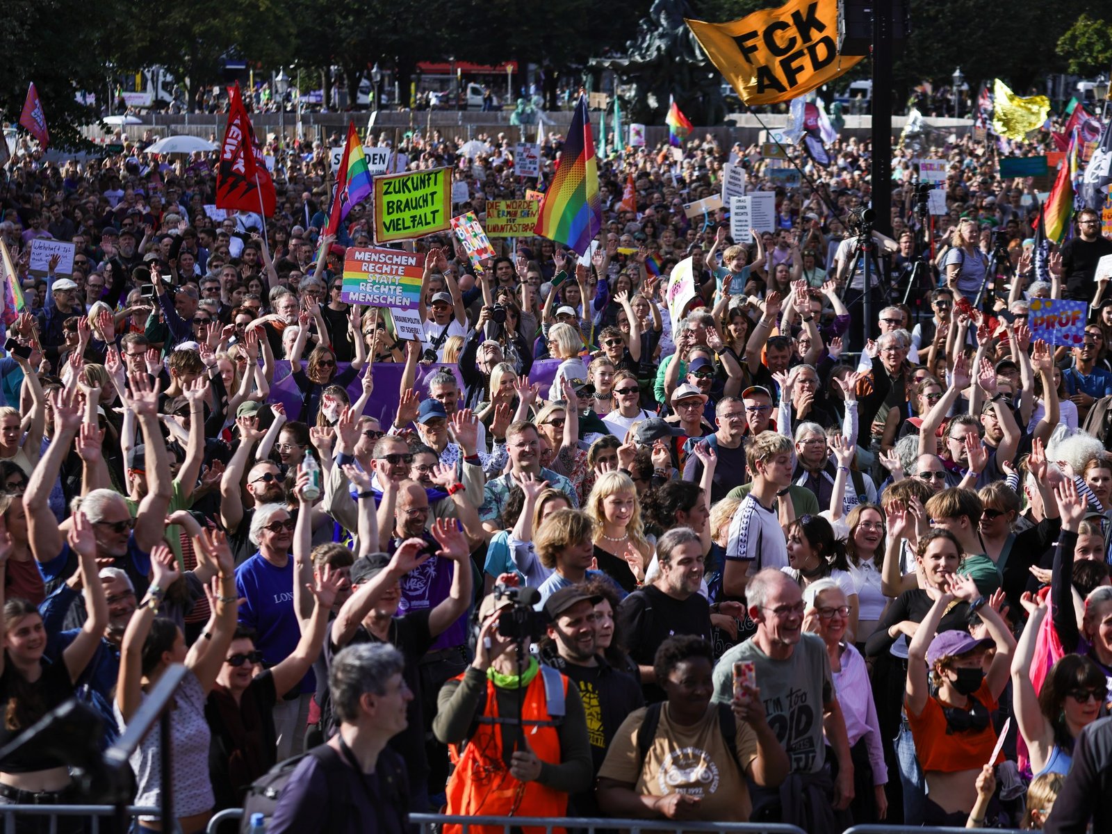 Tens of thousands march across Germany to protest against far-right AfD