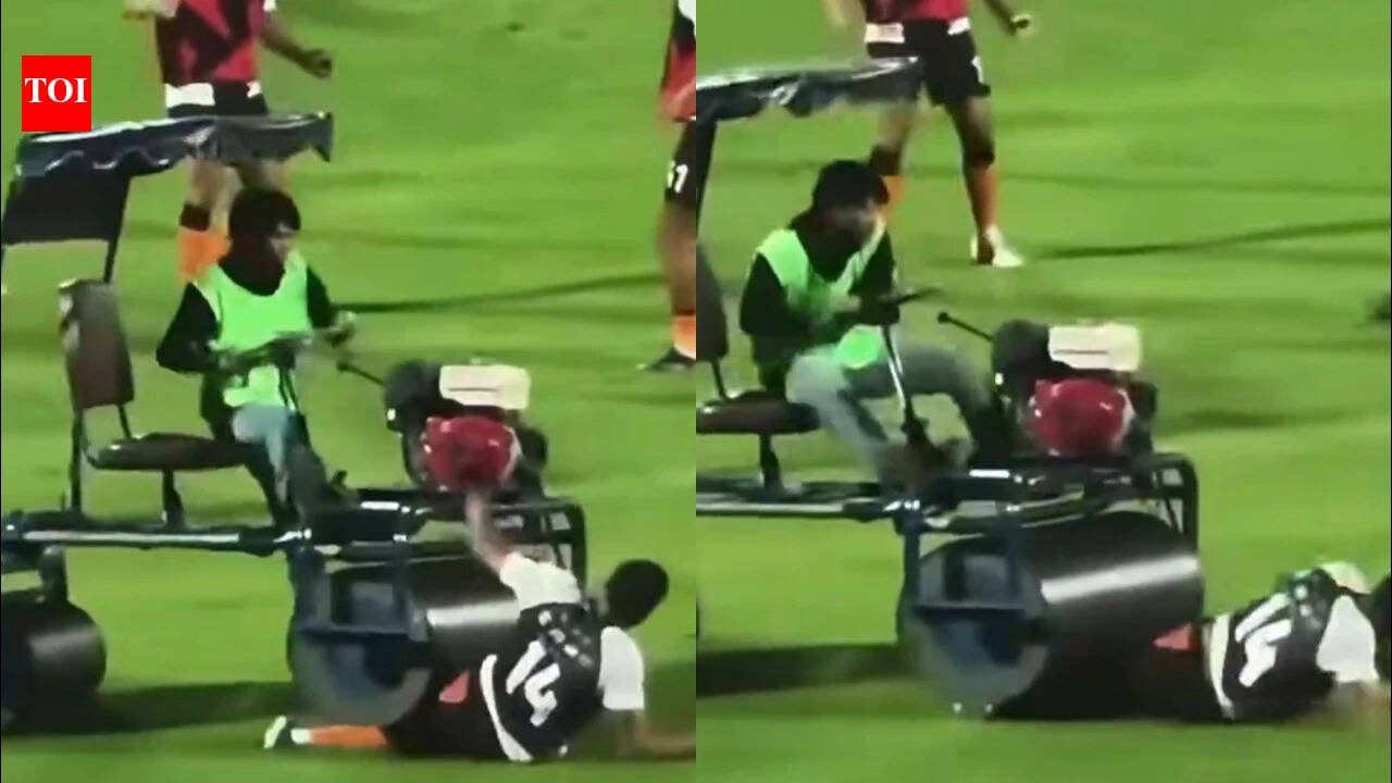Horrific! Former England footballer run over by pitch roller - Watch
