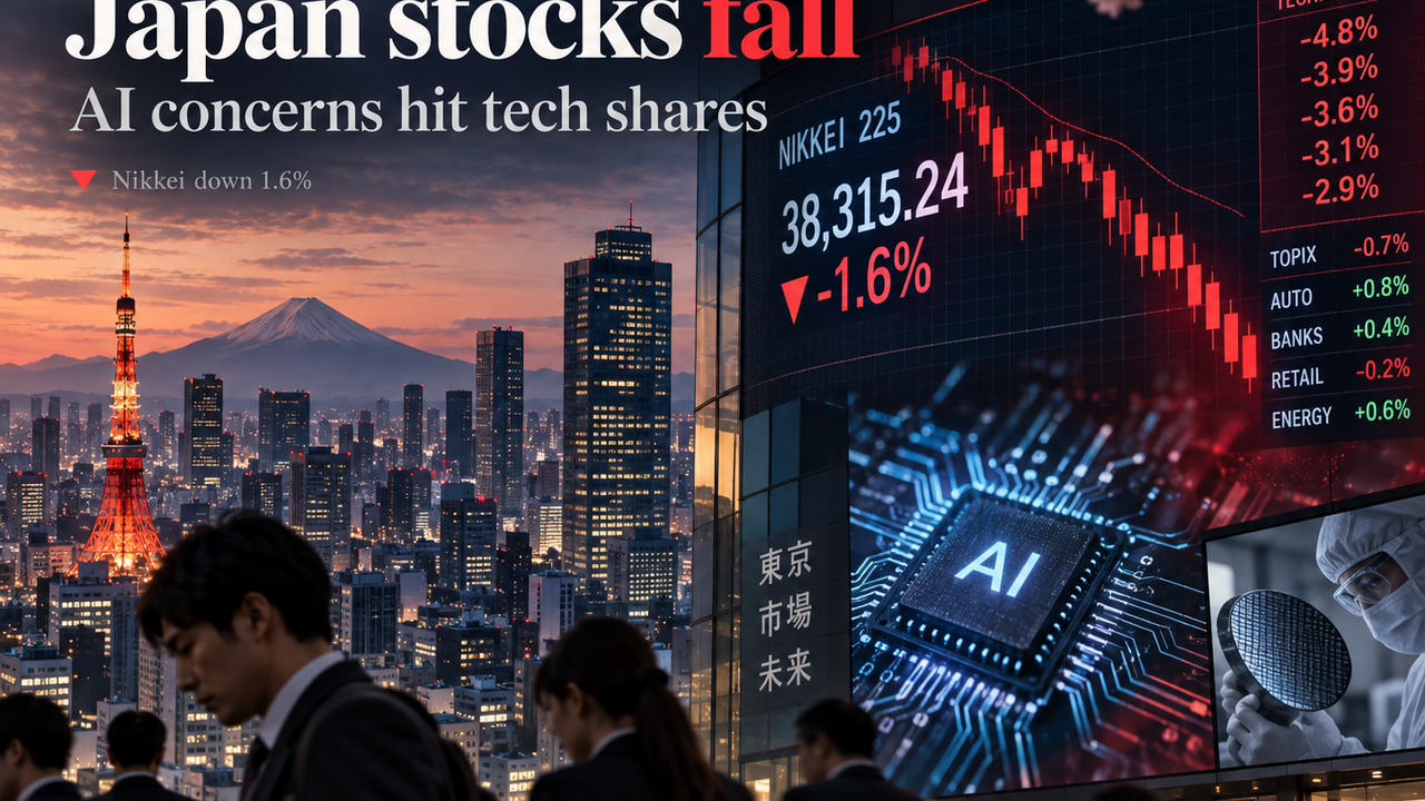 Global Market: Japan stocks fall as AI concerns hit tech shares; Nikkei down 1.6%