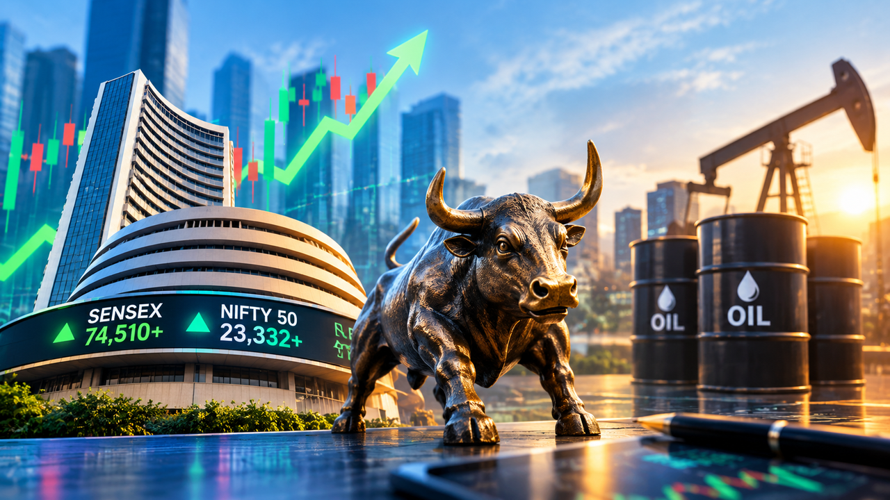 Sensex rises 200 points, Nifty above 23,300 as oil prices cool down. What lies ahead?