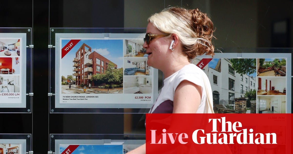 Annual UK house price growth halves as mortgage rates rise – business live