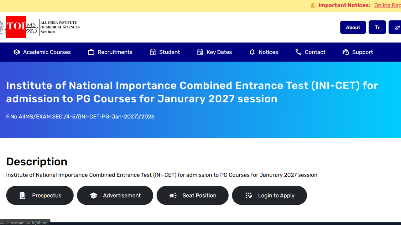 AIIMS INI-CET admit card 2027 for PG courses to be released today at aiimsexams.ac.in: Check steps to download hall ticket