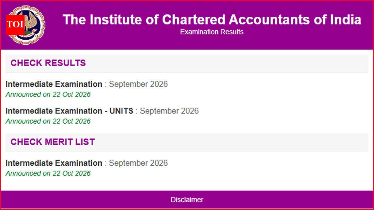 ICAI CA Inter September 2026 result declared at caresults.icai.org: Check scorecard link, pass percentage and next steps