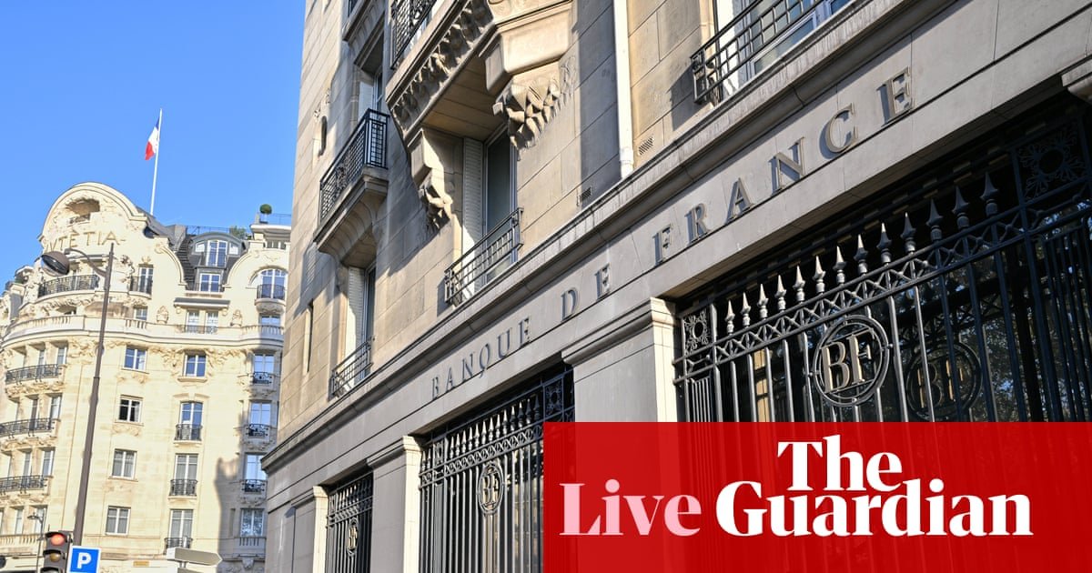 Euro dips further as French central bank chief warns the country risks being ‘strangled by interest rates’ – business live