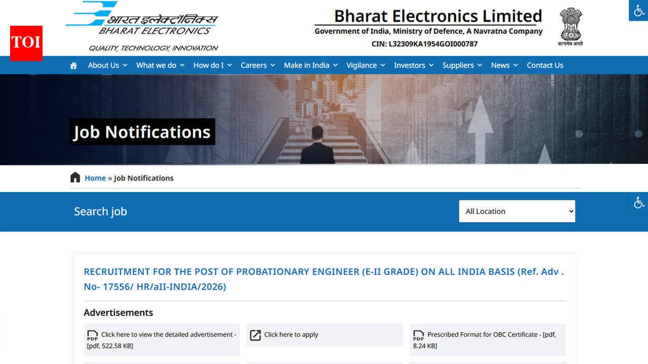 BEL Probationary Engineer Recruitment 2026: Notification out for 350 posts, applications open October 28; apply here