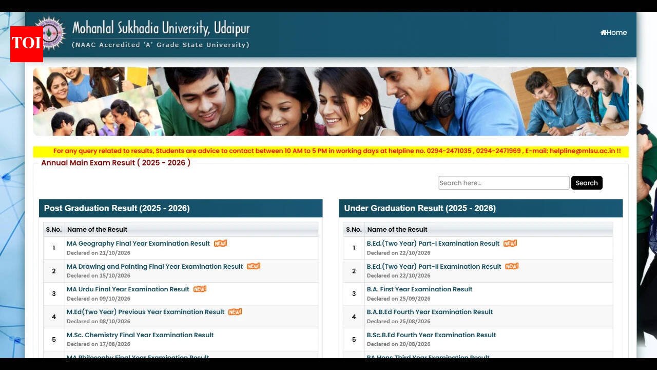 MLSU result 2026 out: BA, MBA, MA Sanskrit, MSc results released at mlsu.ac.in, direct link here