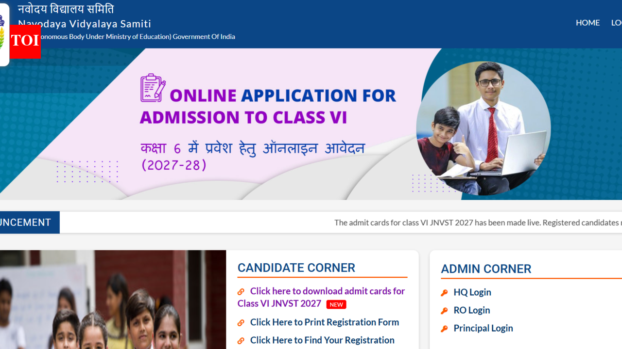 JNVST Class 6 admit card 2027 released at navodaya.gov.in: Direct link to download hall ticket here