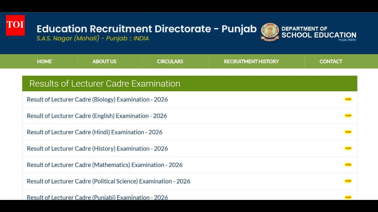 ERD Punjab Lecturer result 2026 declared for 1,013 posts: Check direct link to download subject-wise merit list PDF here